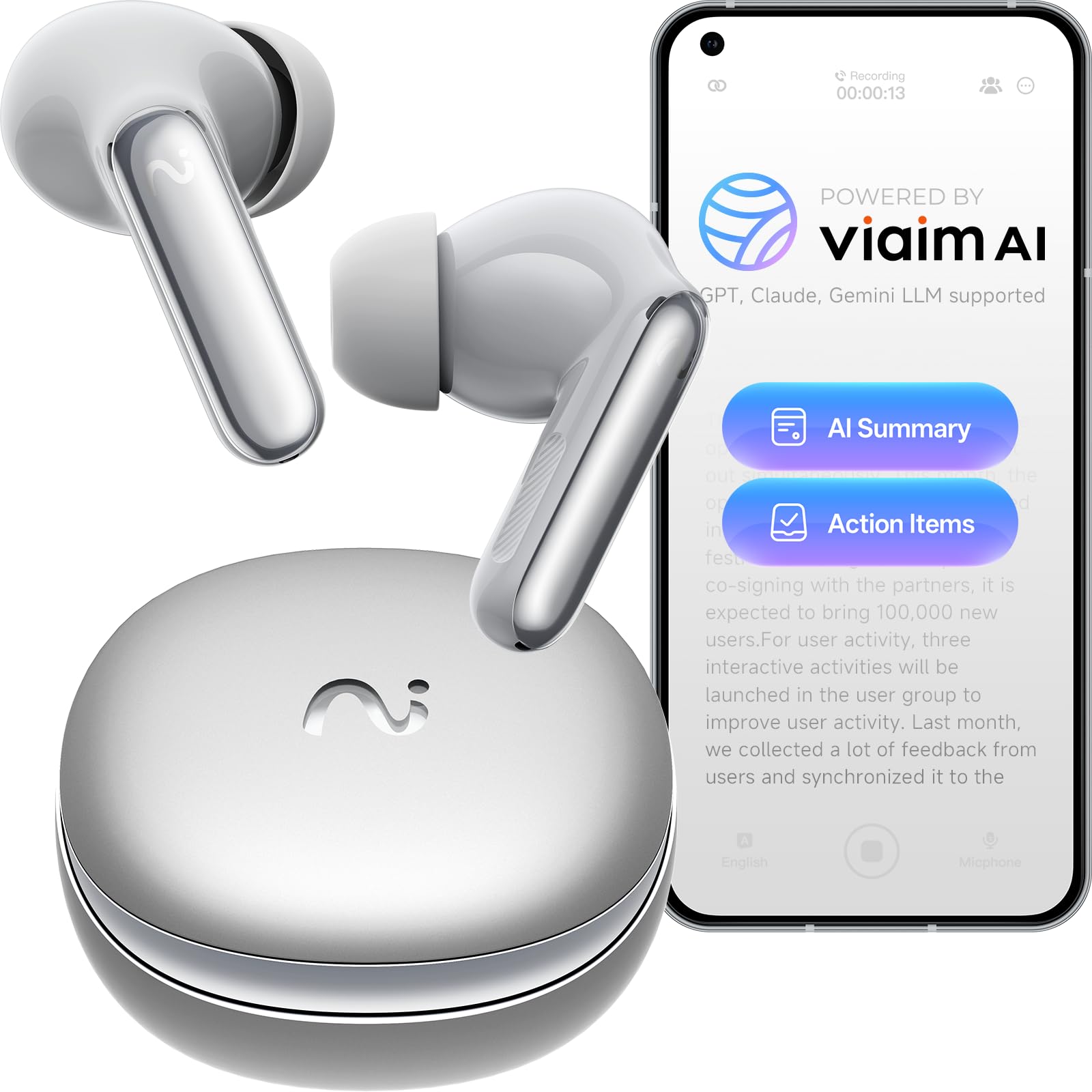 Amazon.com: viaim RecDot Voice Recorder Earbuds: Professional AI